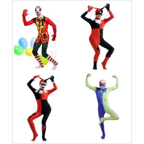 Lycra zentai suits clown costumes halloween cosplay