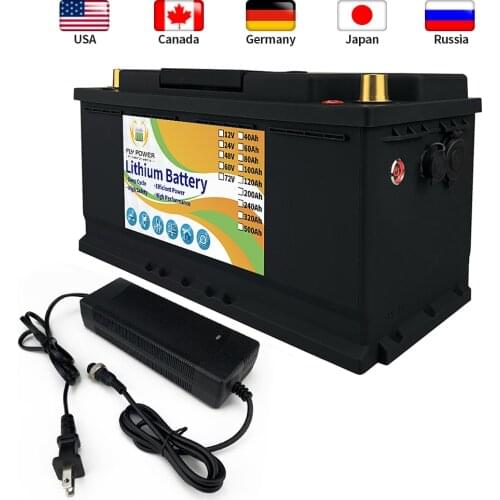 12V 100Ah LiFePO4 Storage Battery Power Supply Built-in BMS Solar Wind Deep Cycles Lithium Iron For RV Campers Golf Cart Energy