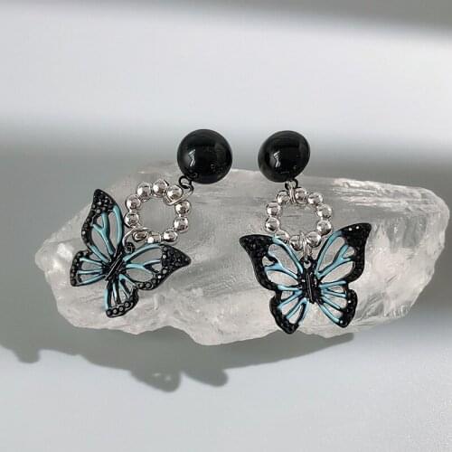Fashion Designer Black Butterfly Drop Earrings For Women Personality New Jewelry pendientes
