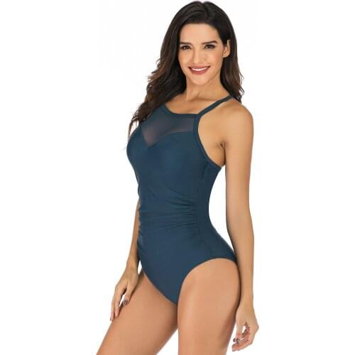 New Swimsuit Female Sense Lace Wwimsuit Sling solid color foreign trade one-piece swimsuit female lace up swimsuit