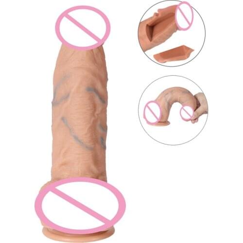 New skin feeling realistic penis Super feel firm inside Double layered silicone dildo with powerful suction cup realistic sextoy