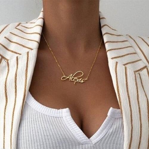 Noelia Customized Name Necklace Stainless Steel Letter Gold Choker Necklace Pendant Personalized Nameplate Gift for Men Women