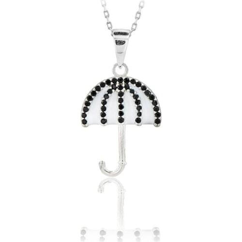 Umbrella Necklace 925 Sterling Silver Raindrop Bridesmaid Rainy Day