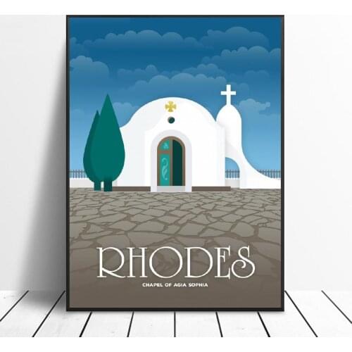 Rhodes Sophia Chapel Canvas Travel Poster Prints Home Wall Art Decor Painting