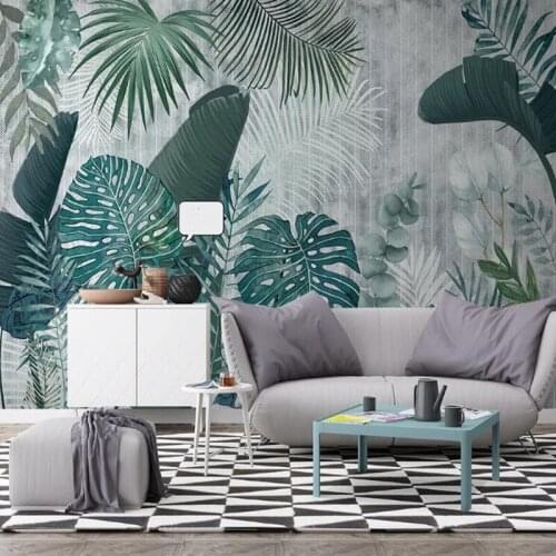 Custom papel de parede 3d, tropical plant leaf murals for living room bedroom sand background decorative wallpaper