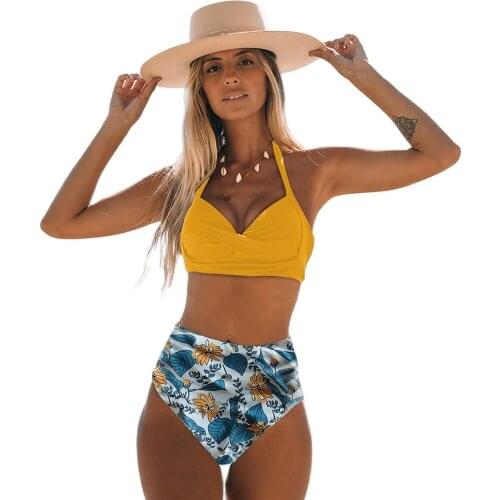 Sexy High Waist Bikini 2020 Halter Plus Size Swimwear Women Swimsuit Female Bikini Set Bodysuit Bathing Suit Summer Biquini XXL