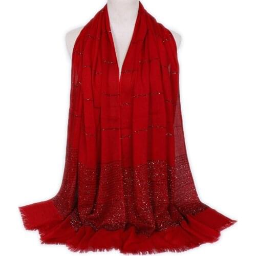 Shimmwe Lurex Stripe Cotton Muslim Hijabs Head Scarf Voile Glitter Islamic Womens Long Shawl Sjaal Bufandas Foulard 180x70cm