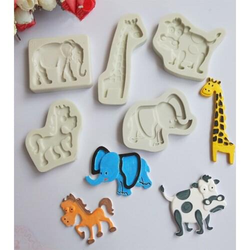 Animal/Elephant/Deer/Horse Fondant Cake Silicone Mold Cookie Ice Cream Molds Candy Chocolate Mould Baking Cake Decoration Tools