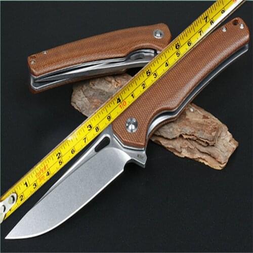 High Hardness Folding Knife Desert Fighter (Flax) 9cr18mov Blade Hunt And Camp Pocket EDC Tools Gift For Men Very Sharp