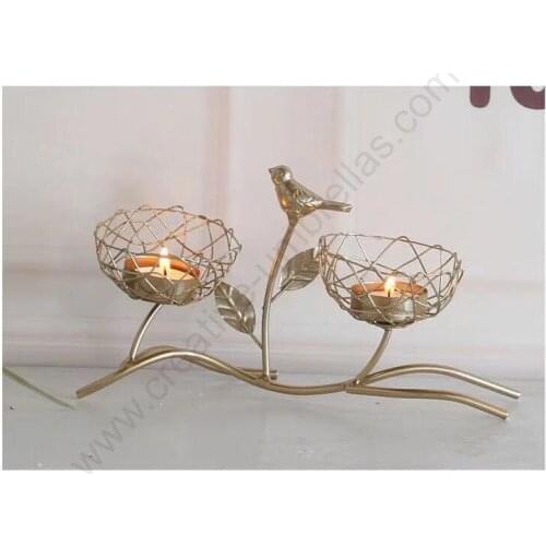 Modern&antique fashional anti-rust wrought iron bird cage &Christmas golden candle holder
