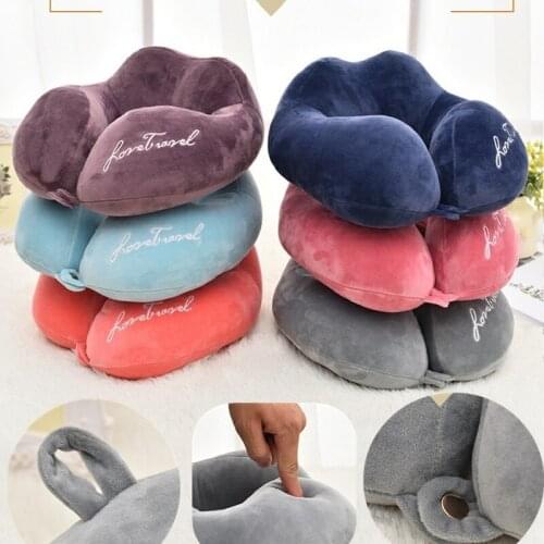 Memory foam U Shaped Travel Pillows Airplane Office Sleep Neck Cushion Soft Cotton Filling Cervical Pillows