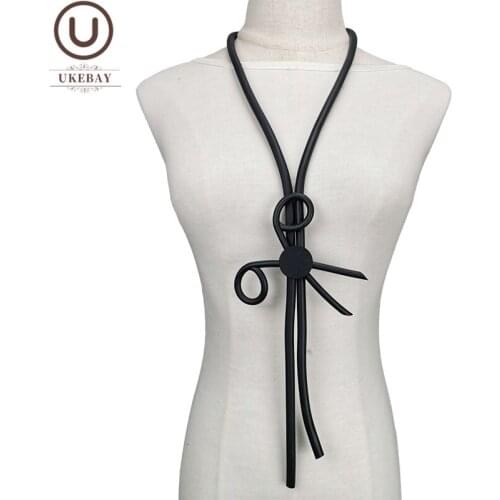 UKEBAY New Strange Design Scissors Pendant Necklace Women Long Chain Rubber Statement Jewelry Match Clothes Sweater Necklaces