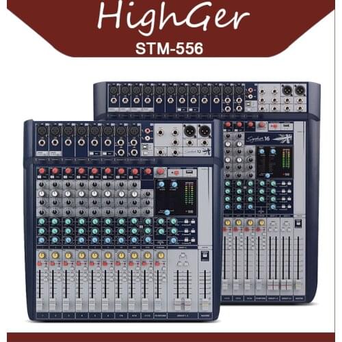 HighGer 12/ 16 Professional Mixer Stage Performance Canais Wedding Meeting Studio Broadcasting Monitor Microphone Effect Audio
