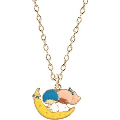 Japan And South Korea Simple Student Moon Couple Necklace Women Girl Choker Jewelry Cartoon Fashion Clavicle Chain Pendant Tide