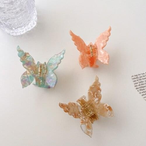 2021 Acetate Butterfly Hair Claw Banana Clip Barrettes Sweet Fairy Geometric Hair Clip Gradient Hairpin Claws Hair Accessories