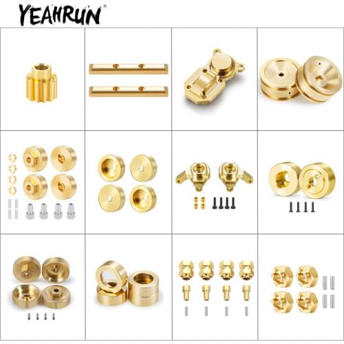 YEAHRUN 1/24 RC Crawler Car Truck Parts Brass Counterweight Steering Knuckles Wheels Differential Cover Hex for Axial SCX24