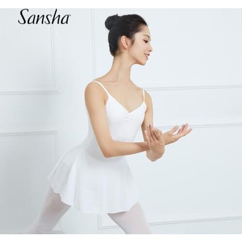 Sansha Performance Dancewear Women Ballet Dance Skirt Sleeveless White Camisole Leotard Gym Studio Dance Classes 53AI0004C