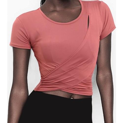 Women Crop Top Sport T Shirts Fitness Clothes Short Sleeve Yoga Shirt Gym Top Running Activewear Quick Dry Workout Top clothes