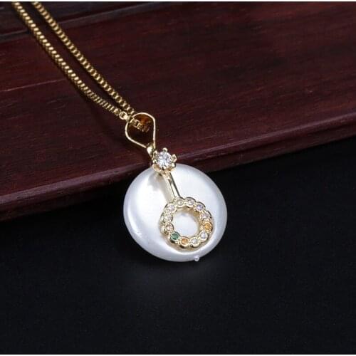 Mix cz cubic zirconia crystal paved tiny gold key ring charm pearl bead pendant charms dainty link choker necklace for women