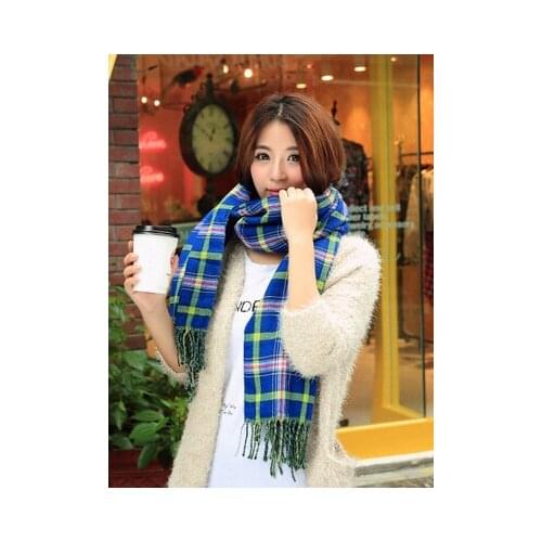 2020 Winter Female Plaid Scarf Women Faux Cashmere Scarves Wide Lattices Long Shawl Wrap Blanket Warm Scarfs