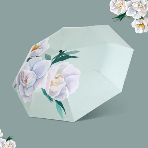 Foldable Automatic Umbrella Portable Uv Protection Female Lightweight Summer Travel Umbrella Sombrilla Home Rain Gear DB60YS