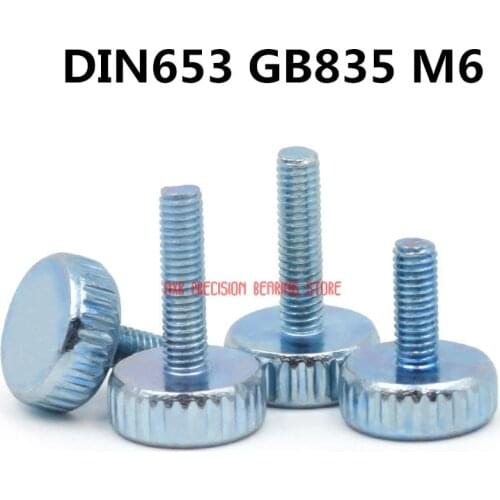 10pcs Din653 Gb835 M6*(6/10/12/16/20/25/30/35/40/45/50)mm Knurling Flat Head Knurled Thumb Screw Hand Tighten Computer Screws