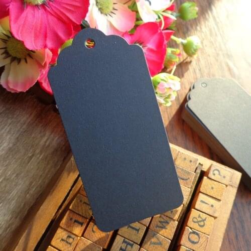 100pcs Big Size 4.5X9.5cm Black Cardboard Gift Tags, Wedding Favor Tags, Price Label Party Hang Tags, Hemp String Included