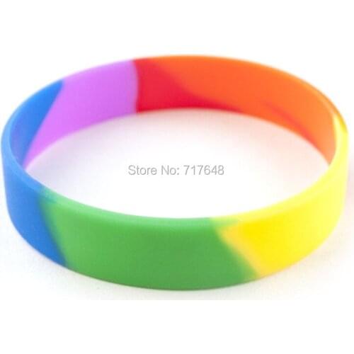 100pcs pride rainbow wristband silicone bracelets free shipping by ePacket A