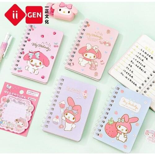 2021 Kawaii Melody Pocket Notebook Cute Portable Pocket Notebook Student Cartoon Notepad Binder Weekly Planner School Supplies