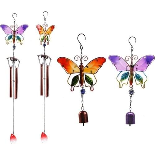 50% Hot Sales!!! Colorful Butterfly Pendant Bell Tube Wind Chimes Indoor Outdoor Garden Decor