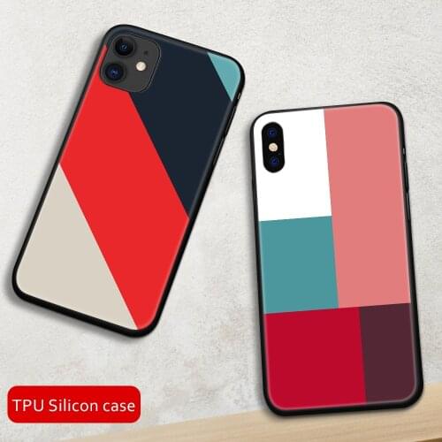 Simple style Phone Case For iPhone 11 Pro MAX X XS MAX XR 6 6s 7 8 Plus For color square soft silicone Back Cover
