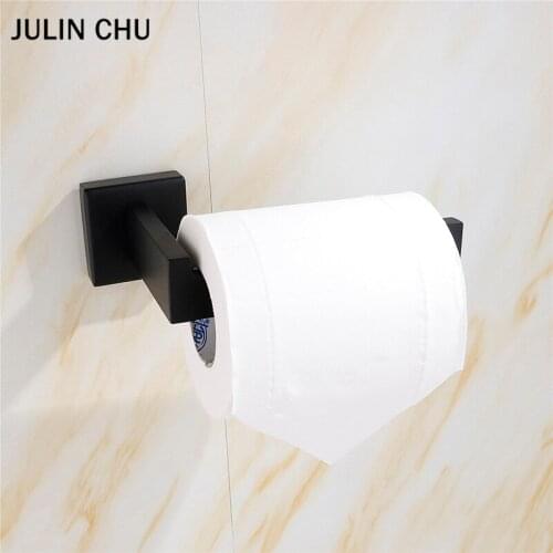 Black Tolet Roll Holder 304 Stainless Steel WC Papaer Towel Hanger Square Bathroom Lavatory Creative Tissue Rack Bar for Kitchen