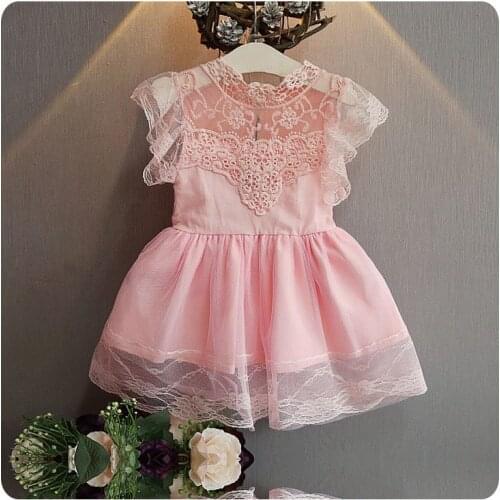 2016 Korean Summer New Pattern Childrens Garment Girl Baby Lace Yarn Dress Girl Six One Princess Full Dress