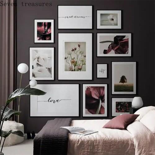 Home Decor Plant Flower Picture Wall Art Canvas Painting Modern Quote Minimalist Art Posters and Prints for Living room