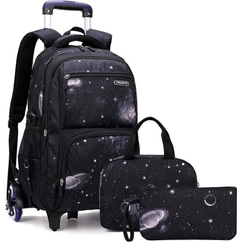 Travel Carry-on Kids' Luggage 3 in 1 Kids Bookbag Fashion Rolling Backpack for Boys Wheeled Bag Trolley School Bags