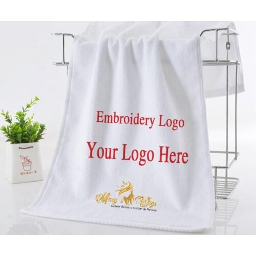 48 Pcs Cotton Embroidered White Hand Towel for Hotel Embroidery Bath Personalized Customized Sports Beach Towel Gift With Logo