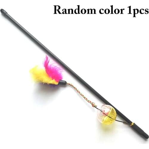 Kapmore 1pc Cat Teaser Wand Toy Interactive Fake Feather Cat Wand Kitten Teaser Toy With Bell Pet Supplies Pet Accessories