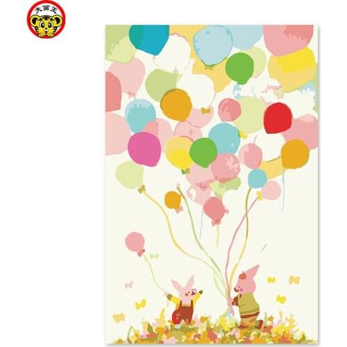 Painting by numbers art paint by number Digital painting colorful balloons children painting many pigs very simple manual work p