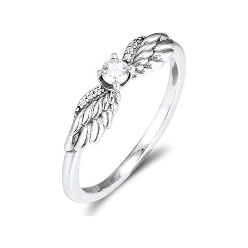 Rings silver 925 original Sparkling Angel Wings Ring For Woman Jewelry Making Fashion European Rings Silver Jewelry