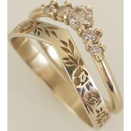 Hot selling ladies retro fashion temperament flower copper ring wedding gift anillos mujer jewelry sets кольца парные кольца