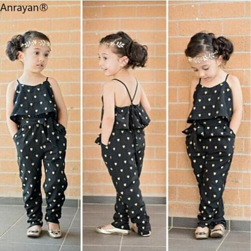 2020 Fashion Summer Kids Girls Clothing Sets Cotton Sleeveless Polka Dot Strap Jumpsuit Clothes Outfits Children OVERALLS