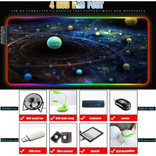 Universe Starry Sky Rgb Mouse Pad Multi-interface Four Usb Base HUB Hub Mouse Pad Game Peripheral Accessories Table Mat Big Xxl