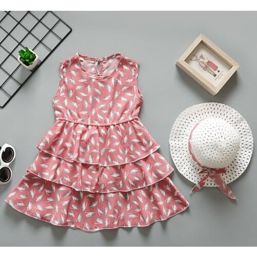 Hot Sela 2019 Little Girls Summer Party Dress Casual Children Girls Sleeveless Cartoon Dress Kids Beach Dress Girls Outfits