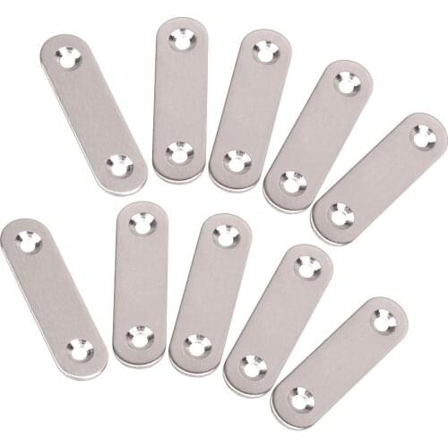 Furniture Hardware Zinc-Plated Flat Braces 15.5x57mm For Easy Repair Pack Of 10