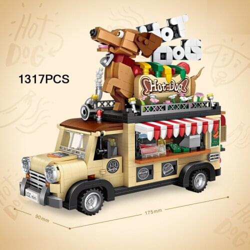Disney world park vehicle mini block Disneyland hot dog vans truck figures model building brick educational toy for kids gift