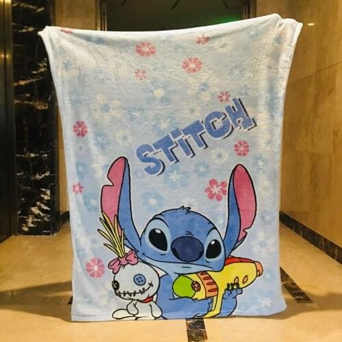 Disney Stitch Flower Fashion Anime Figures Cartoon Product Cosplay Accessories Blanket Household Gift New