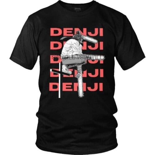 Men Fashion Chainsaw Man T-Shirt Fashion Warrior Denji Anime Hunter Devil Tshirt Short Sleeve Cool T Shirt Cotton Tee Top Merch