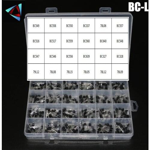BC-L 24Values TO-92 Transistor Assortment Assorted Kit Each BC327 BC337 BC517 BC547 BC548 BC549 78L05 78L12 78L15 79L12 78L06