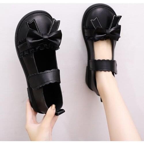 2021 New Spring Gothic Sweet Girls Female Kawaii Tea Party Cos Japanese Cute Anime Lolita Shoes Harajuku Flats Jk Uniform Shoe