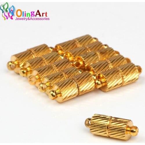 OlingArt 14*5mm 6Pcs/lot Magnetic Clasps Gold plating Thread Hot Sale High Quality Jewelry making DIY Bracelet/necklace